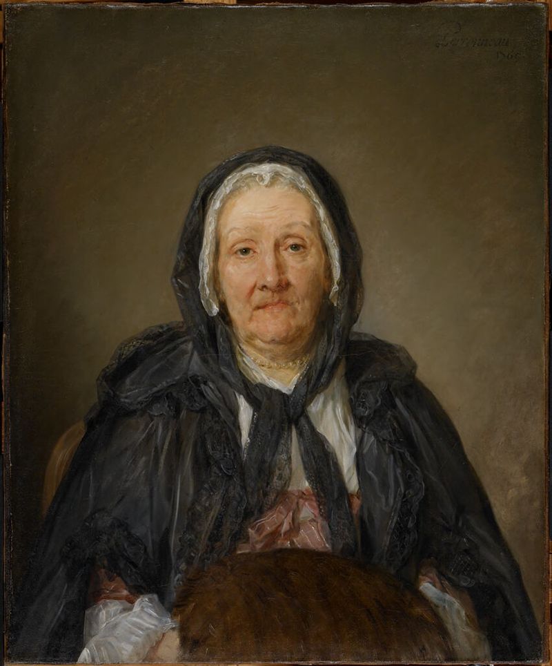 Portrait of a woman in a blue gown, oil on canvas by Jean-Baptiste Perronneau