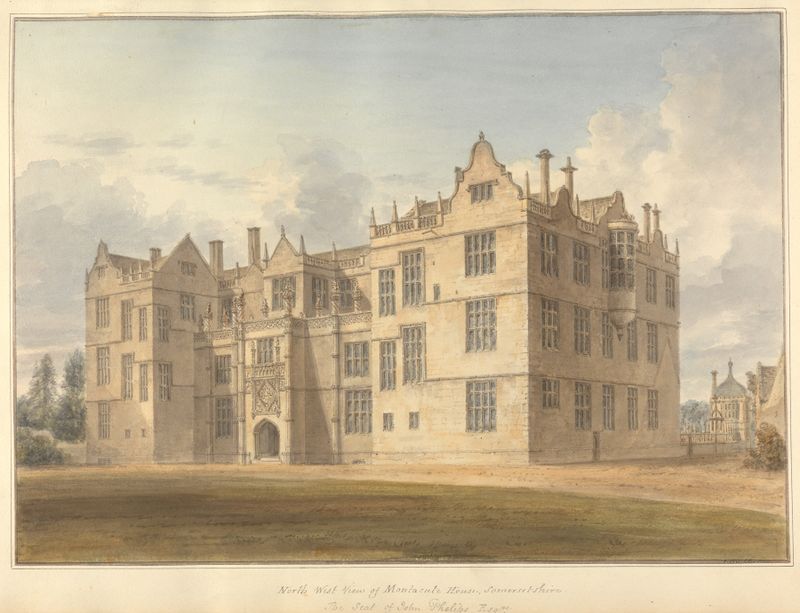 North West View of Montacute House, Somersetshire by John Buckler, oil painting