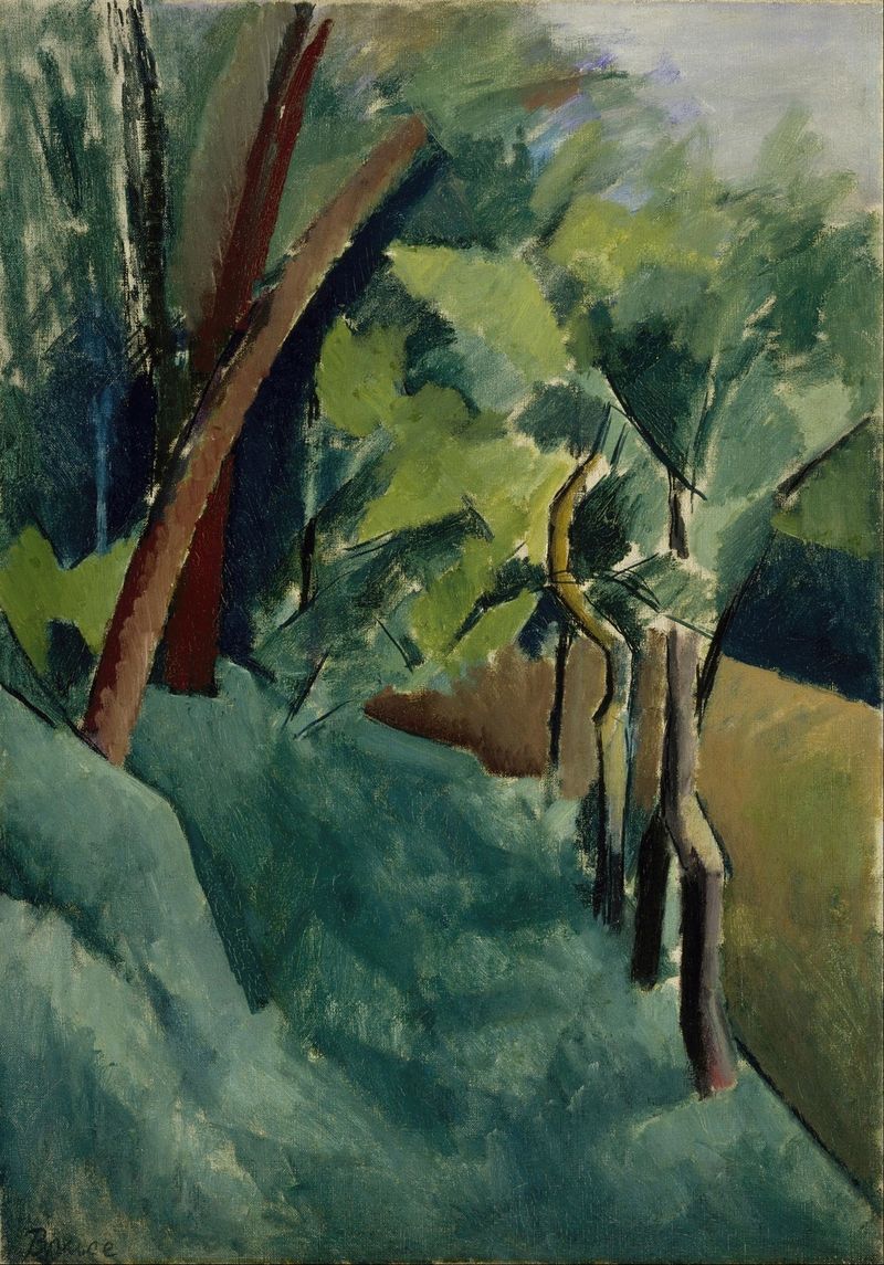 Landscape by Patrick Henry Bruce, oil on canvas with vibrant colors and abstract forms