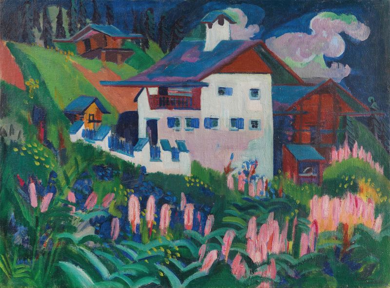 Pintura a óleo de Ernst Ludwig Kirchner que retrata solidão em uma paisagem com arquitetura.