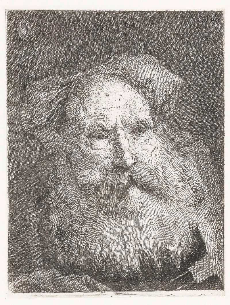 Retrato de um homem idoso com barba, gravura de Giovanni Domenico Tiepolo