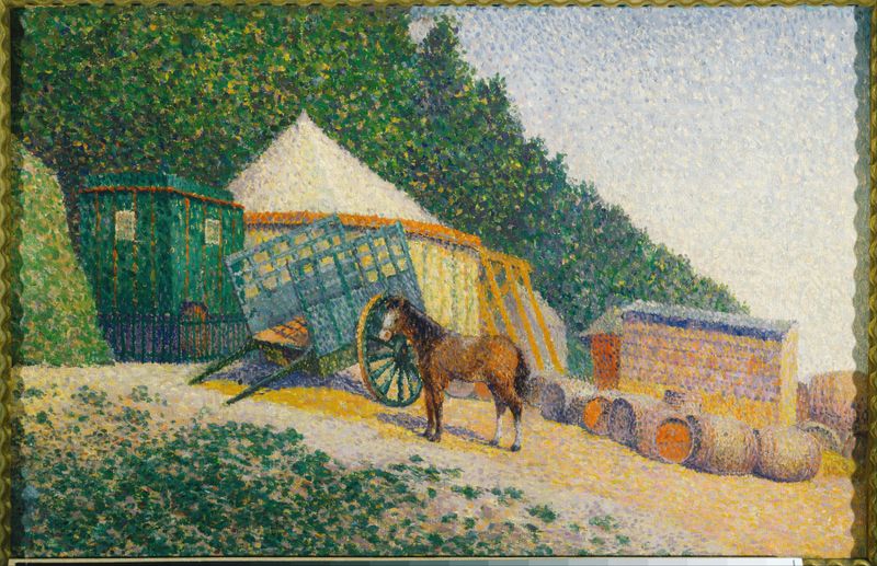 Little Circus Camp by Albert Dubois-Pillet, depicting a tent in soft pastels, genre scene