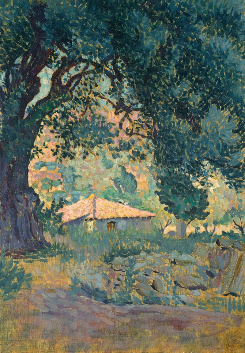 Etude pour ‘Les Chèvres de Henri-Edmond Cross, pintura al óleo que representa un paisaje vibrante.