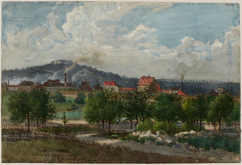 Oil on canvas by Félix Brard depicting a street scene near Porte de Vanves.