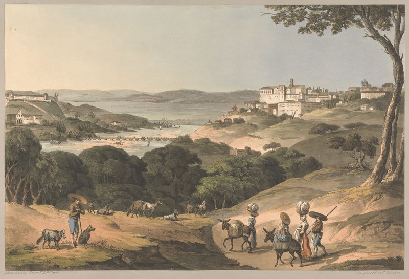 City of Coimbra on the Mondego, oil painting by Charles Turner