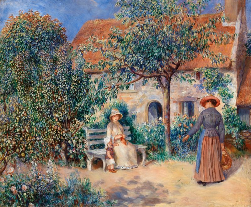 In Brittany by Pierre-Auguste Renoir, oil on canvas depicting figures in a lush summer landscape