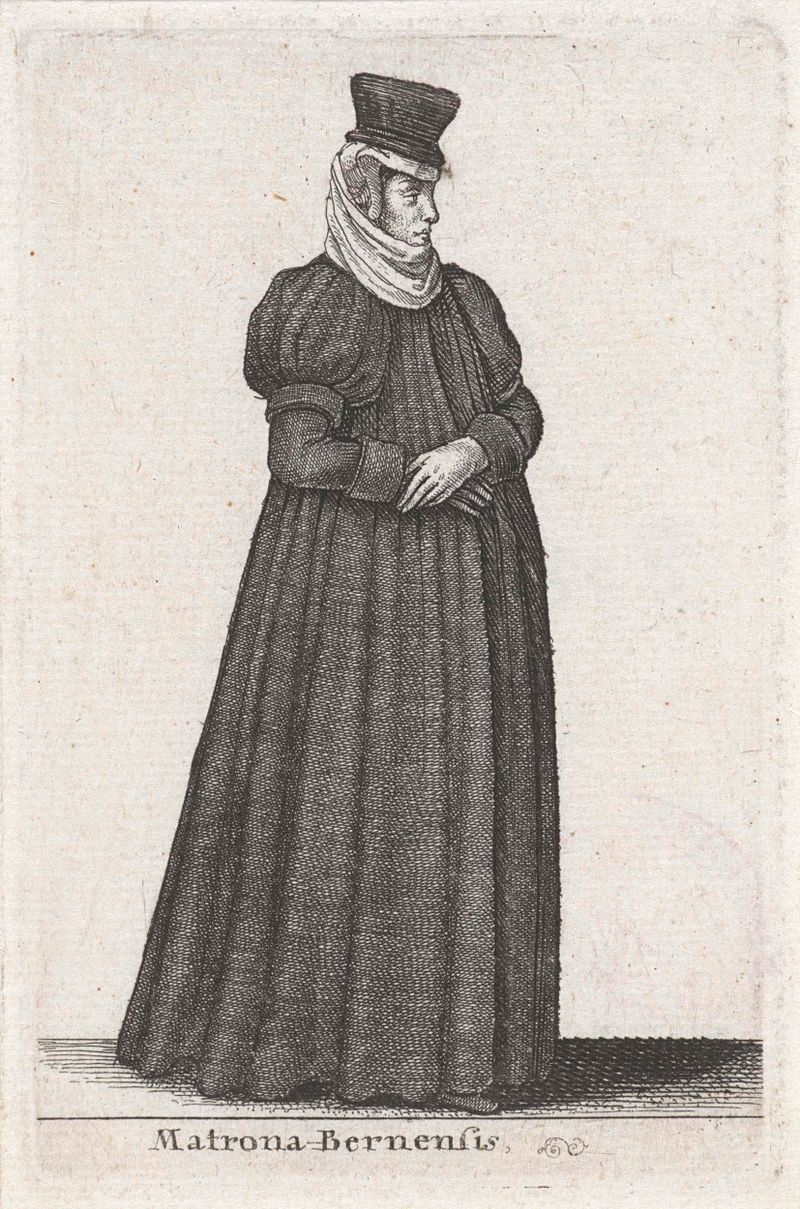 Retrato de una mujer en tela fluida, grabado de Wenceslaus Hollar