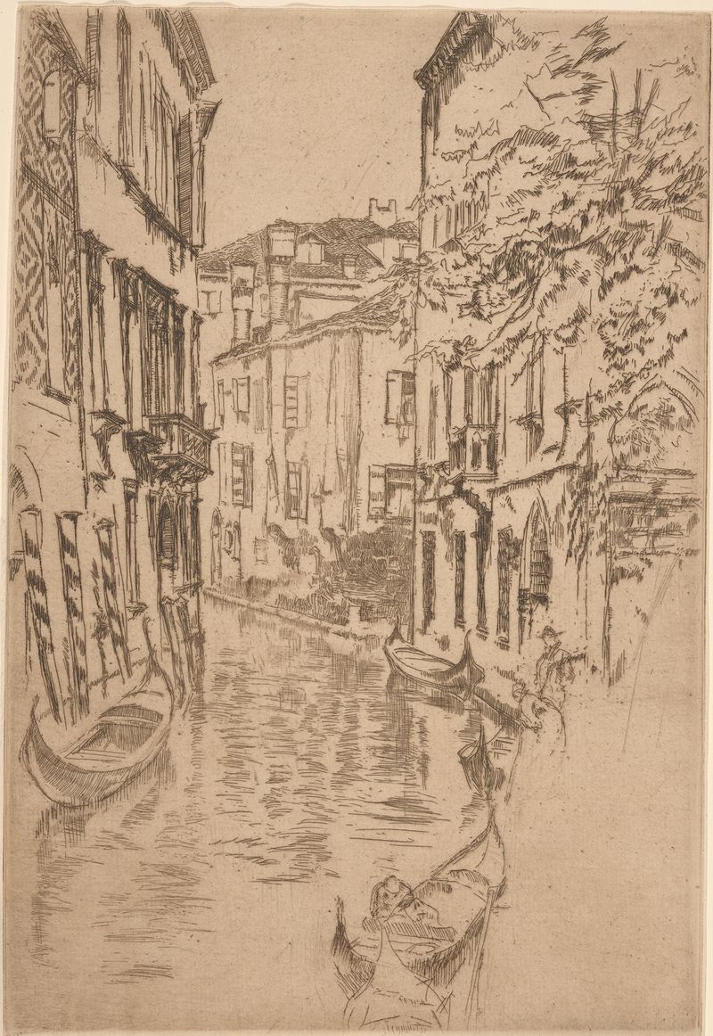 Quiet canal de James Abbott McNeill Whistler, pintura al óleo que representa una escena de agua tranquila.