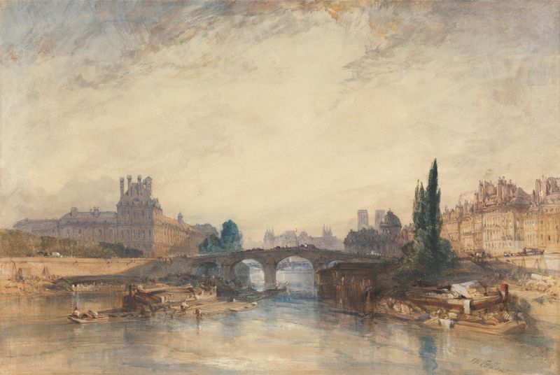 View of the Pont Royal de William Callow, óleo sobre tela que retrata uma paisagem ao crepúsculo.