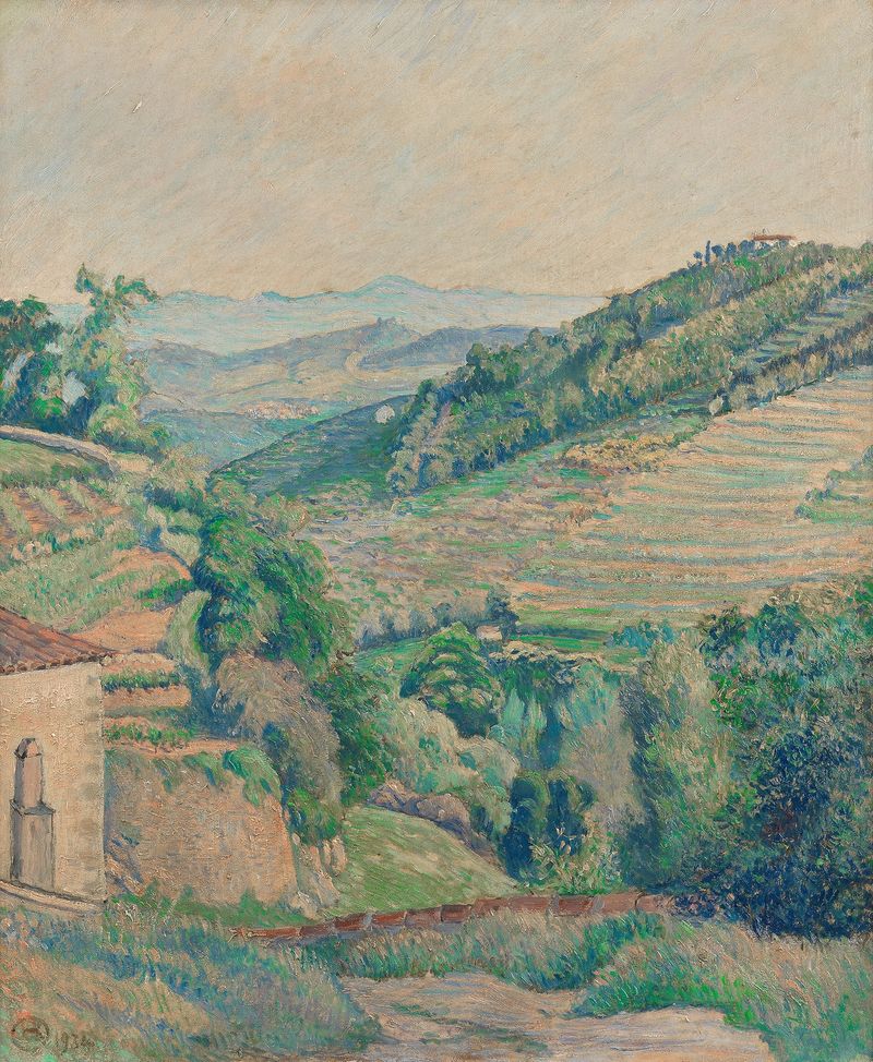 Landscape of Le Mont Verdaille, Cotignac by Lucien Pissarro, oil on canvas