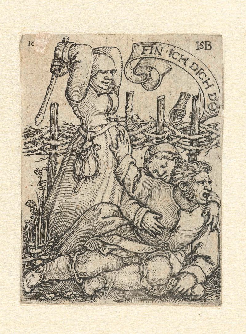 Gravura de Hans Sebald Beham retratando um casal em um momento de traição.