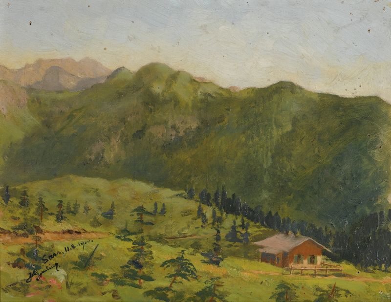 Interior of The Saas Hunting Lodge In Liechtenstein by Hans Gantner, realism style