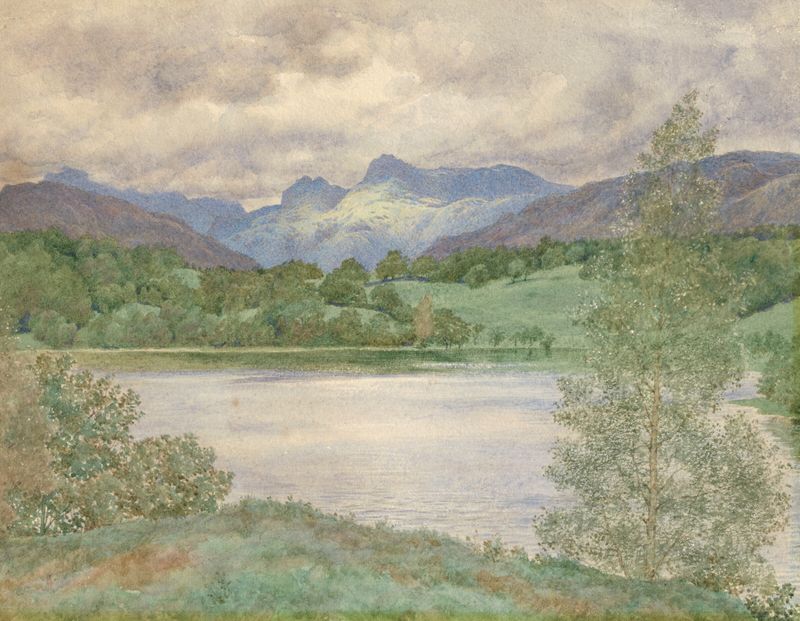 Loughrigg Tarn and Langdale Pikes, oil on canvas by Henry James Holiday