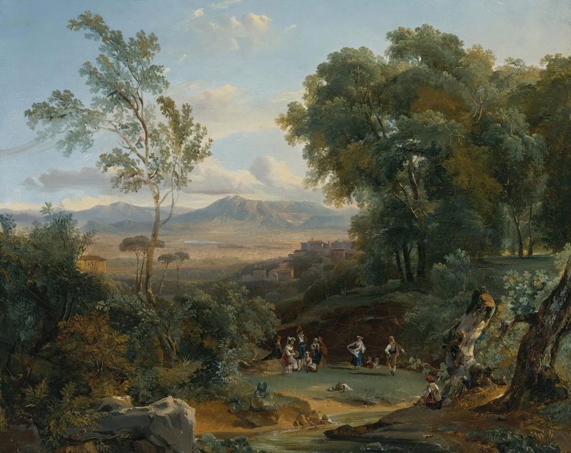 Landscape with a view of Frascati, oil on canvas by Achille Etna Michallon