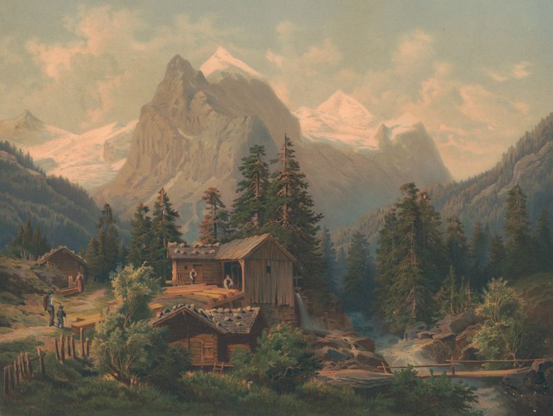 Landscape of Das Wetterhorn, oil on canvas by Georg Engelhardt