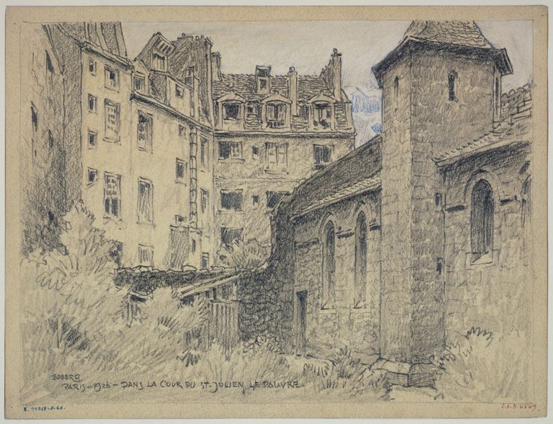 Arquitetura de Saint-Julien-le-Pauvre por Ferdinand Boberg, pintura a óleo