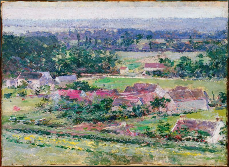 Giverny by Theodore Robinson, oil on canvas depicting a tranquil garden scene