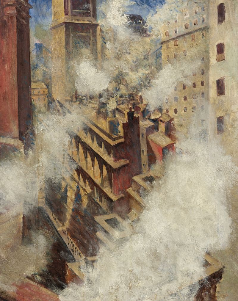 Figurative work by Christopher R. W. Nevinson, depicting city life in 1919.
