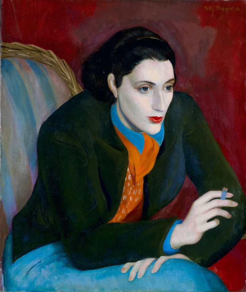 Retrato de uma mulher em contemplação, óleo sobre tela de Polly Thayer