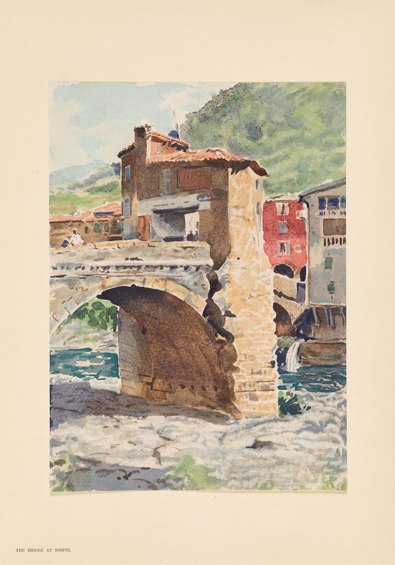 A Ponte em Sospel de Pierre Vignal, impressionismo, paisagem com luz solar e ponte