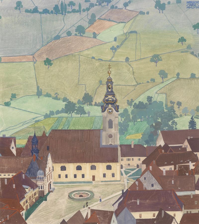 Paisagem de campos e céu em impressionismo de Herbert von Reyl-Hanisch