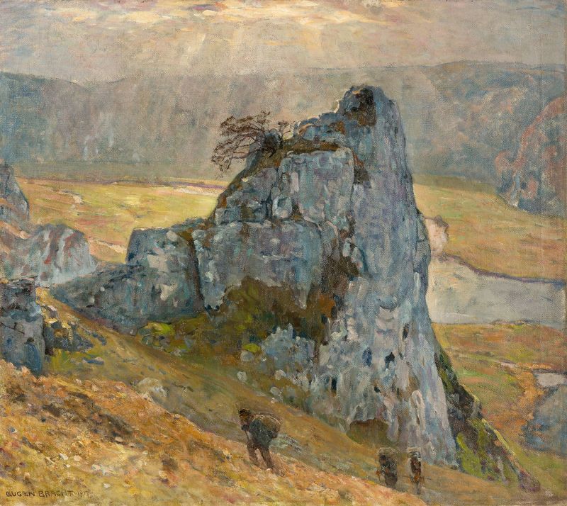 Pintura a óleo de paisagem de Eugen Bracht mostrando um caminho caótico pela natureza