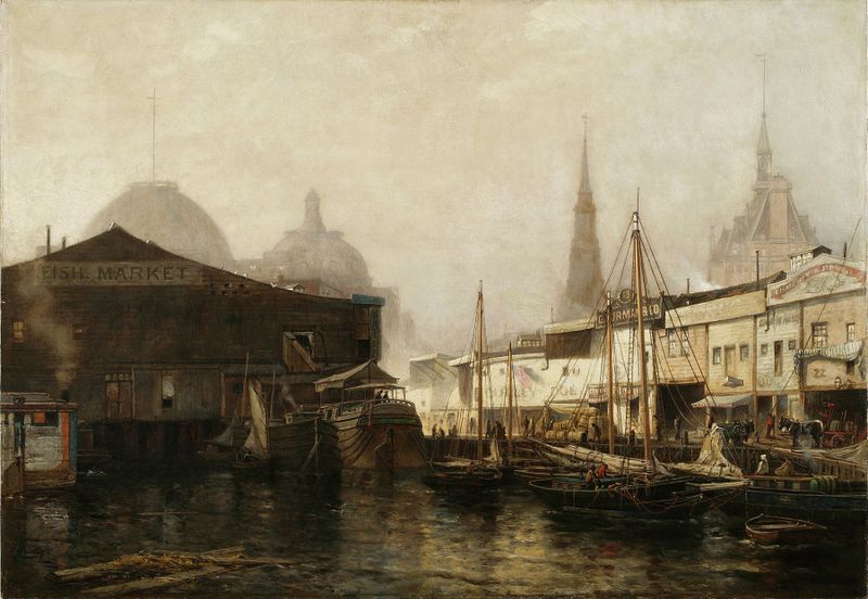 Marine scene with shimmering waters by Arthur Quartley, oil painting