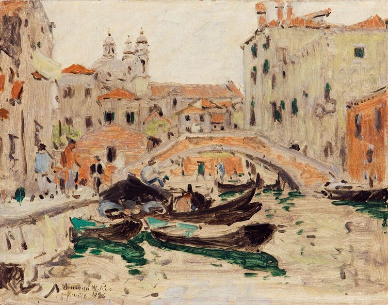 Vista del Canal, Venecia de Denman Waldo Ross, óleo sobre lienzo