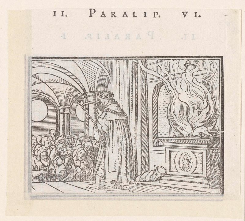 Salomo zegent het volk in de tempel de Hans Holbein, 1538, papel