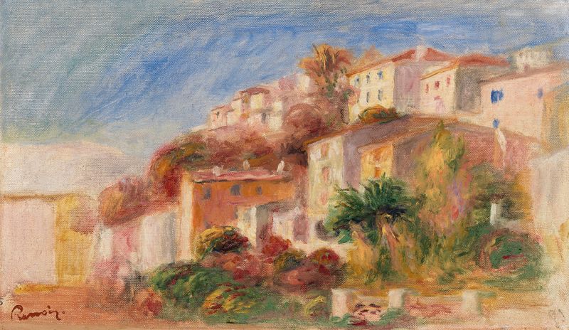 Cena de jardim com flores e crianças, óleo sobre tela de Pierre-Auguste Renoir