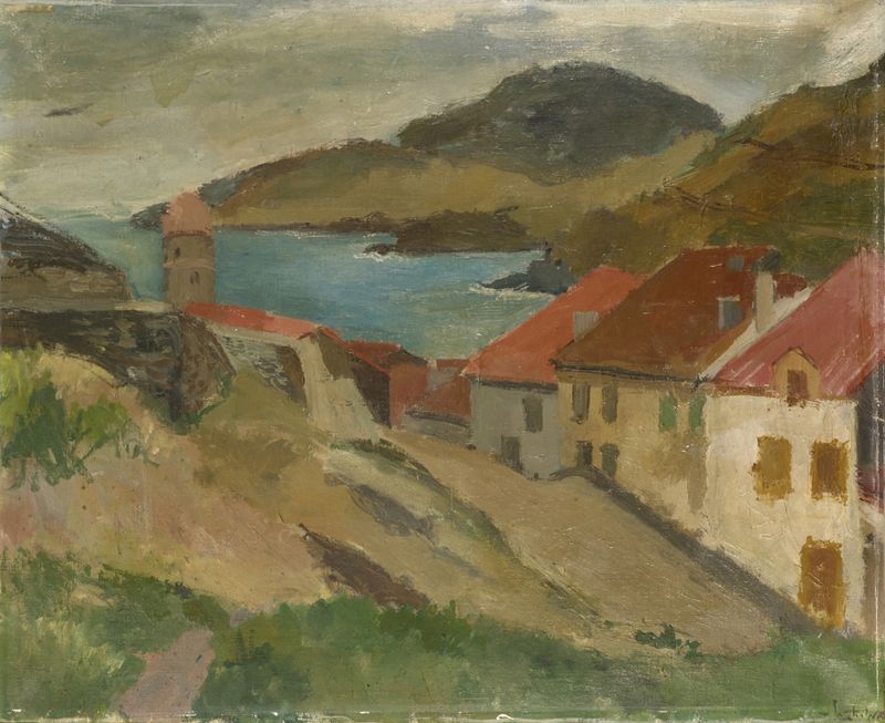 Landscape view from Fort Miradou in Collioure by Walter Kurt Wiemken, oil painting