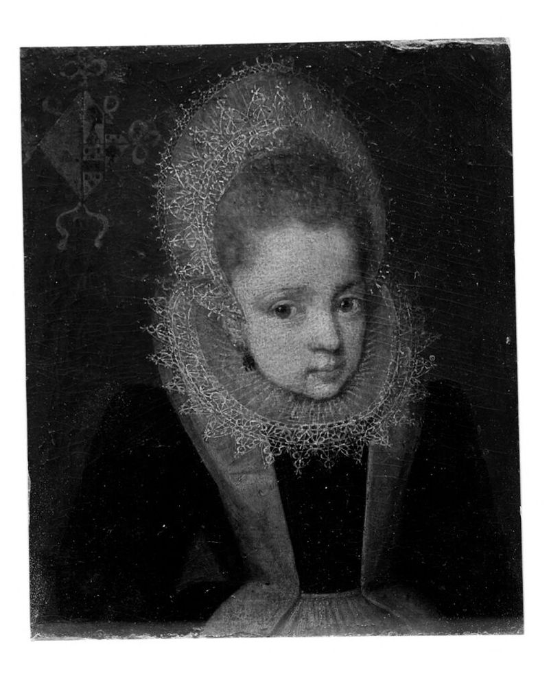 Retrato de uma menina, óleo sobre papel, de um artista não identificado