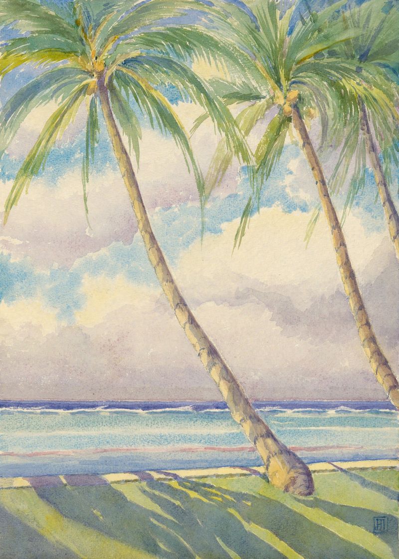 Coconut Palms, Honolulu by John Ireland Howe Downes, oil on canvas