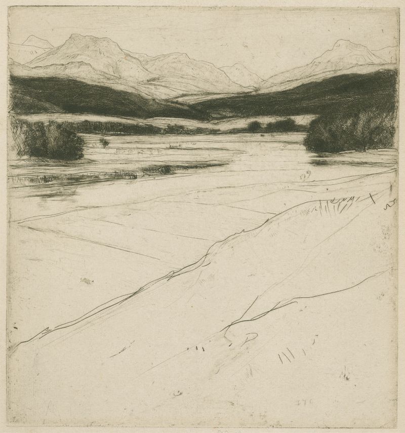 Paisaje de colinas ondulantes en óleo de David Young Cameron