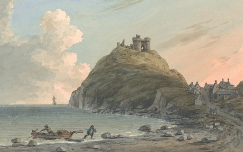 Ruins of Criccieth Castle and Part of the Town on the Bay, oil painting by John Warwick Smith