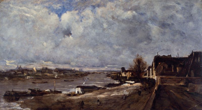 Le Quai de Bercy by Antoine Guillemet, Impressionism, depicting a quay with golden light on the river.