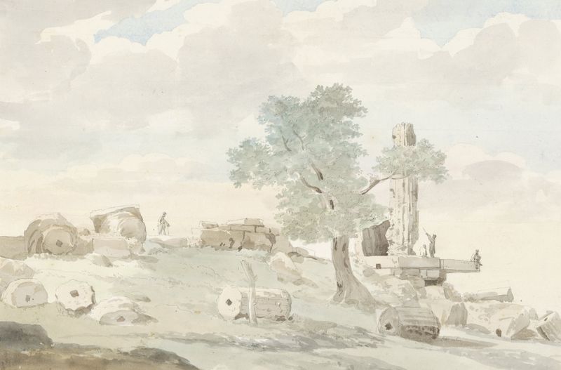 Remnants of Herculestempel by Abraham-Louis-Rodolphe Ducros, architecture