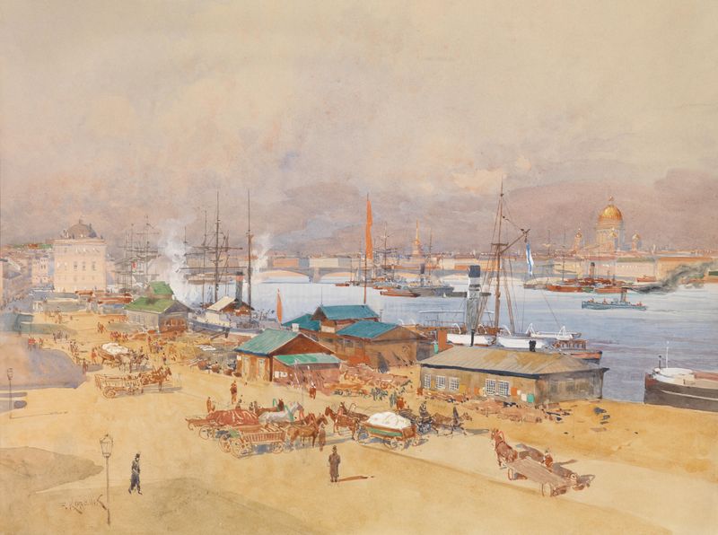 Landscape of St Petersburg by Franz Kopallik, oil on canvas