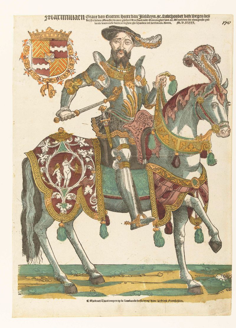 Retrato de Maximiliaan van Buren a caballo, Renacimiento del Norte por Hans Liefrinck.