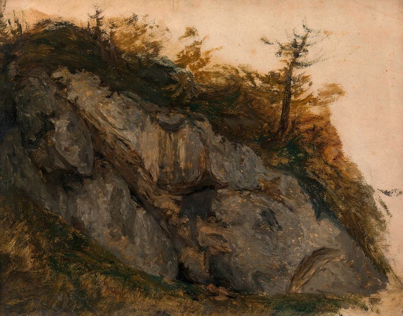 Landscape depicting a serene mountain scene by Adalbert Stifter, 1840