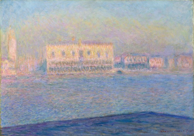 O Palácio Ducal visto de San Giorgio Maggiore, pintura a óleo de Claude Monet