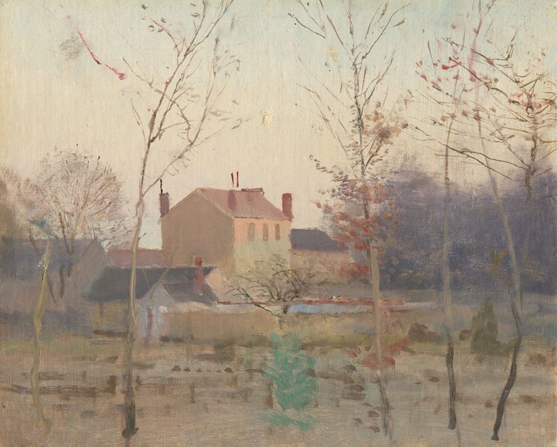 Paisaje otoñal con árboles y luz dorada, óleo sobre lienzo de Ladislav Mednyánszky
