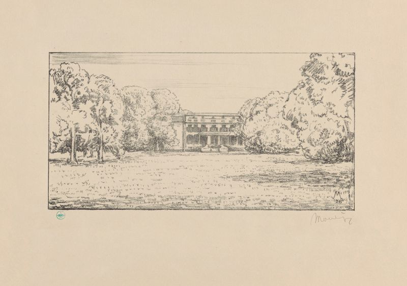 Paisaje de Huize De Paauw por Simon Moulijn, óleo sobre lienzo