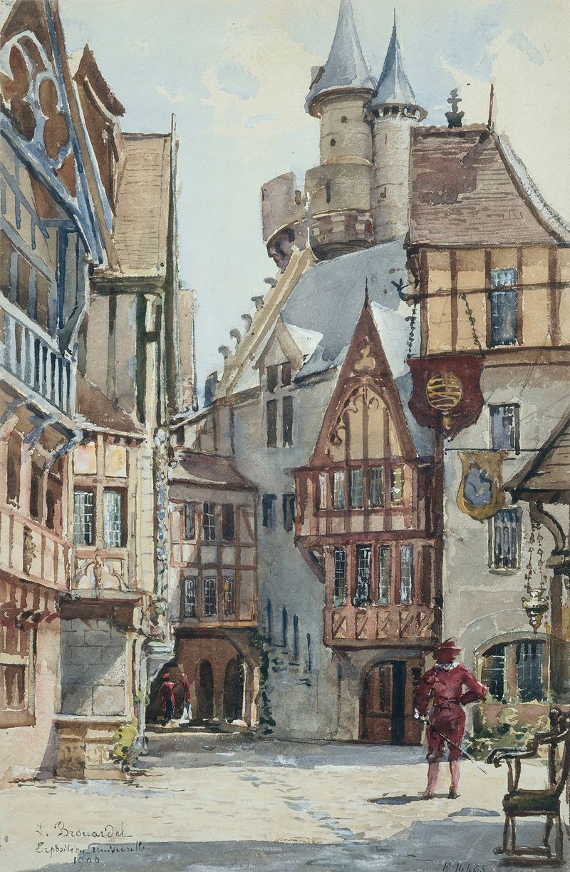 Genre scene depicting vibrant Parisian life, oil painting by Laure Brouardel