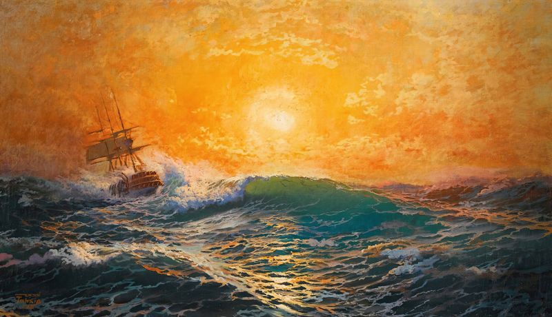 Marine by Diyarbakirli Tahsin, surrealism, depicting swirling blue and green ocean depths