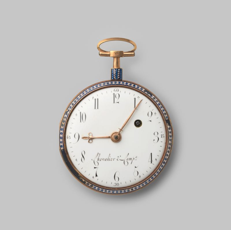 Reloj decorativo neoclásico de metal por Unknown Artist
