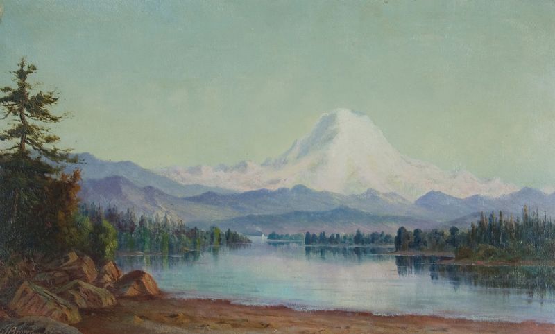 Mt. Tacoma from Lake Washington, oil on canvas by Grafton Tyler Brown