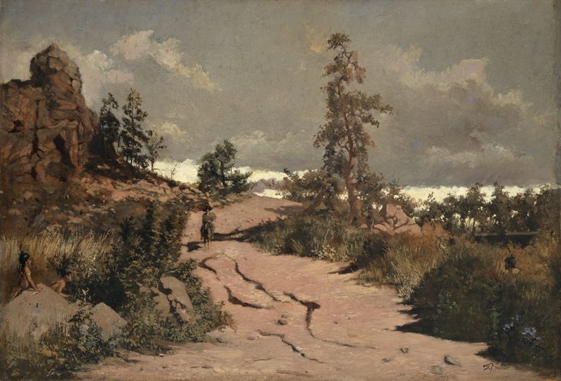 Historical scene of Native Americans in ambush by Frank Buchser, oil painting