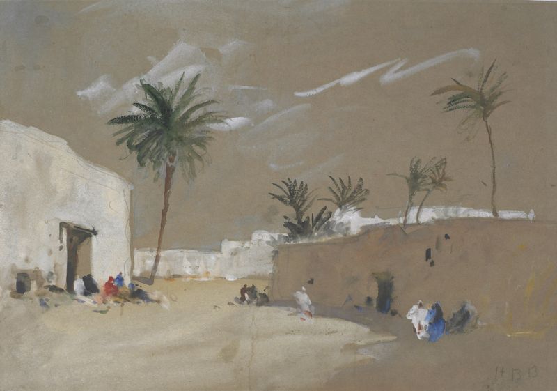Village near Luxor de Hercules Brabazon Brabazon, impresionismo, que representa un paisaje egipcio sereno