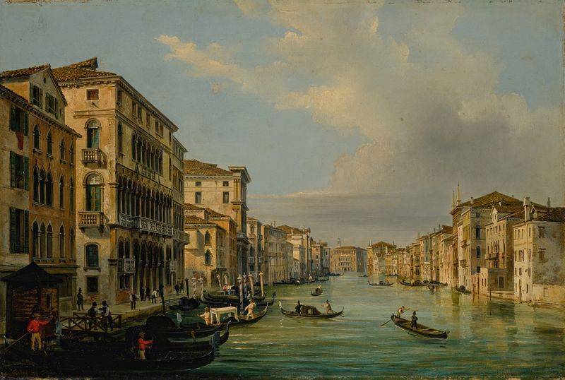 Venice, a view of the Grand Canal by Luigi Querena, oil painting
